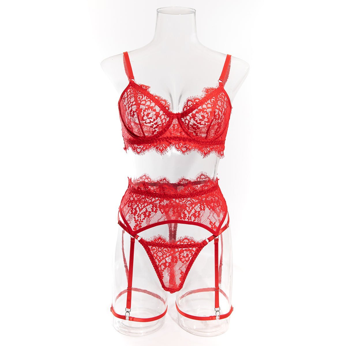 Lace Eyelash Trim Thin Lingerie Set - yummysecret