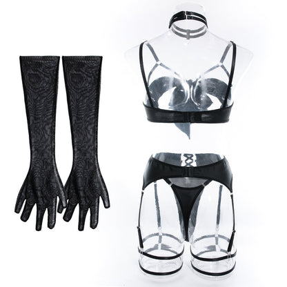 Lace - Up Sexy Lingerie Set with Gloves - yummysecret