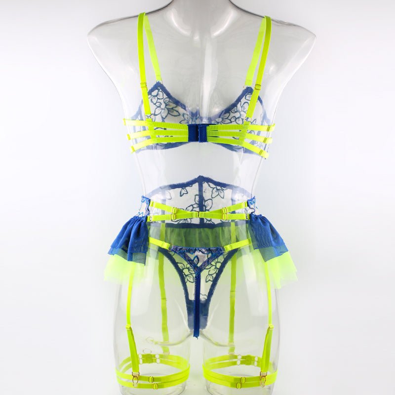 Shaping Color - Block Mesh Lingerie Set - yummysecret