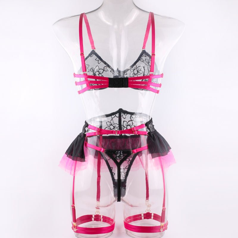 Shaping Color - Block Mesh Lingerie Set - yummysecret